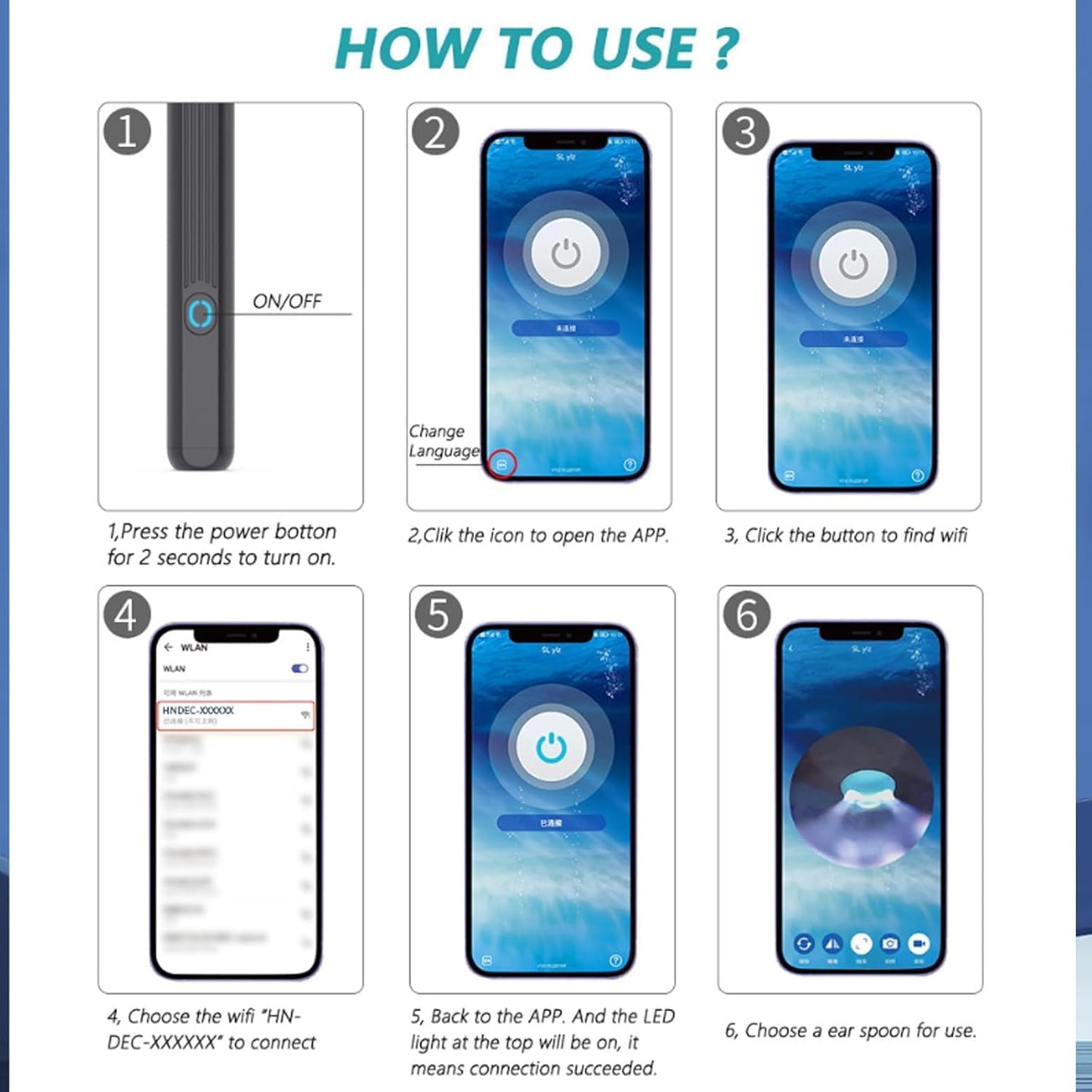 Portable Ear Wax Cleaner Visual Viewing USB Wireless Endoscope