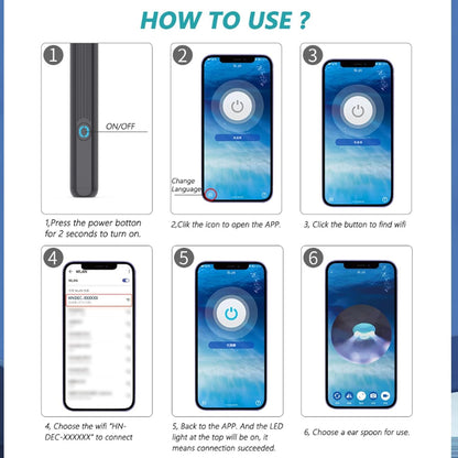 Portable Ear Wax Cleaner Visual Viewing USB Wireless Endoscope