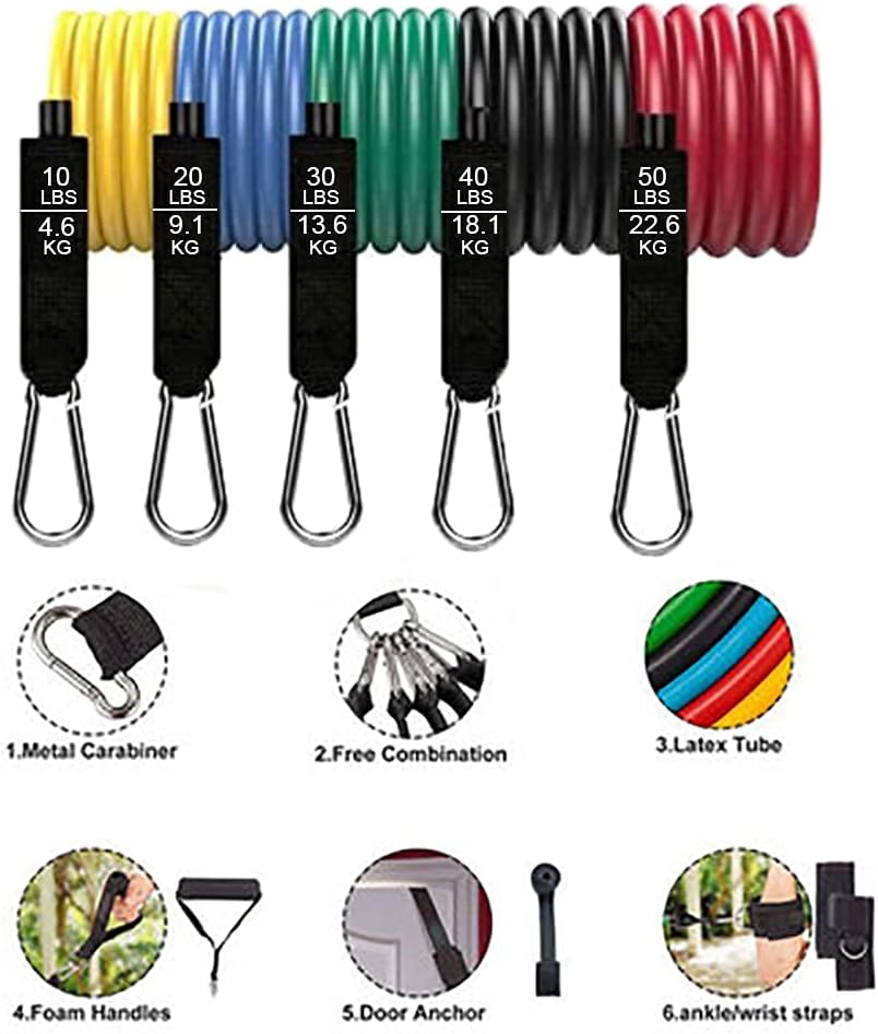 Portable Home Gym Resistance Bands Set (11 PCS)