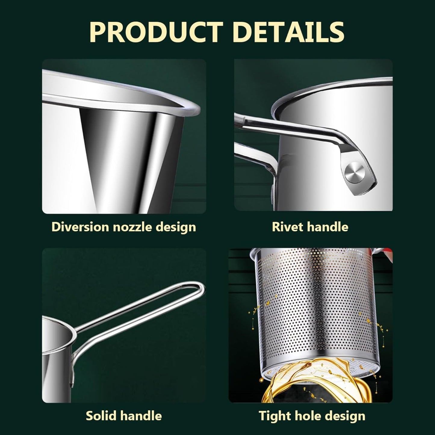 Stainless Steel Deep Frying Pot With Strainer