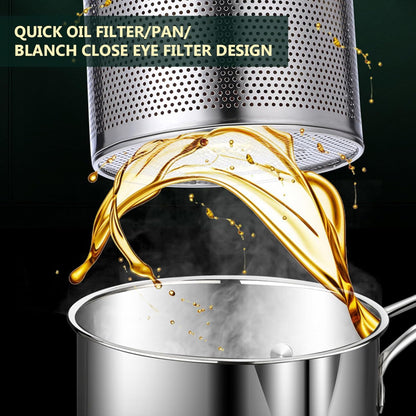 Stainless Steel Deep Frying Pot With Strainer