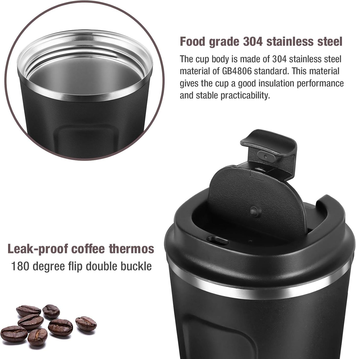 Stainless Steel Vacuum Insulated Travel Coffee Mug with Display