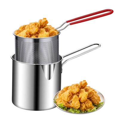 Stainless Steel Deep Frying Pot With Strainer